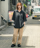 VNTG 1/4ZIP TOP シャツ 半袖 ワンポイント ハーフジップ パウダーブリーチ【BEN DAVIS/ベンデイビス）】