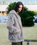 ふわふわ もこもこ エコファー フェイクファー オーバー サイズ フード ジャケット 防寒 UNIIT ユニット