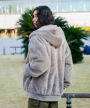 ふわふわ もこもこ エコファー フェイクファー オーバー サイズ フード ジャケット 防寒 UNIIT ユニット