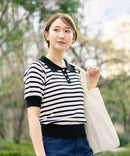 【U.S. POLO ASSN./ユーエスポロアッスン】ワンポイントロゴ刺繍 バイカラーニットポロシャツ