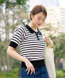 【U.S. POLO ASSN./ユーエスポロアッスン】ワンポイントロゴ刺繍 バイカラーニットポロシャツ