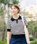 【U.S. POLO ASSN./ユーエスポロアッスン】ワンポイントロゴ刺繍 バイカラーニットポロシャツ