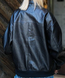 【BEVERLY HILLS POLO CLUB/ビバリーヒルズポロクラブ】オーバーサイズ ヴィンテージデザイン ショート丈 A-2 フェイクレザージャケット/合皮ブルゾン/レディース メンズ