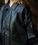 【BEVERLY HILLS POLO CLUB/ビバリーヒルズポロクラブ】オーバーサイズ ヴィンテージデザイン ショート丈 A-2 フェイクレザージャケット/合皮ブルゾン/レディース メンズ