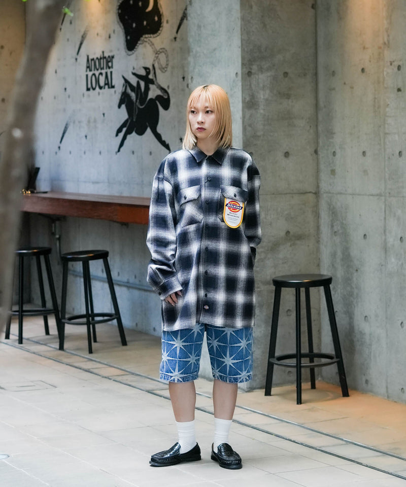 【DICKIES/ディッキーズ】ピーチ起毛 ツイルワークシャツ チェック オーバーサイズ