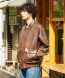 【BEVERLY HILLS POLO CLUB/ビバリーヒルズポロクラブ】オーバーサイズ ヴィンテージデザイン ショート丈 A-2 フェイクレザージャケット/合皮ブルゾン/レディース メンズ