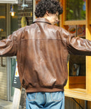 【BEVERLY HILLS POLO CLUB/ビバリーヒルズポロクラブ】オーバーサイズ ヴィンテージデザイン ショート丈 A-2 フェイクレザージャケット/合皮ブルゾン/レディース メンズ