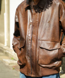 【BEVERLY HILLS POLO CLUB/ビバリーヒルズポロクラブ】オーバーサイズ ヴィンテージデザイン ショート丈 A-2 フェイクレザージャケット/合皮ブルゾン/レディース メンズ