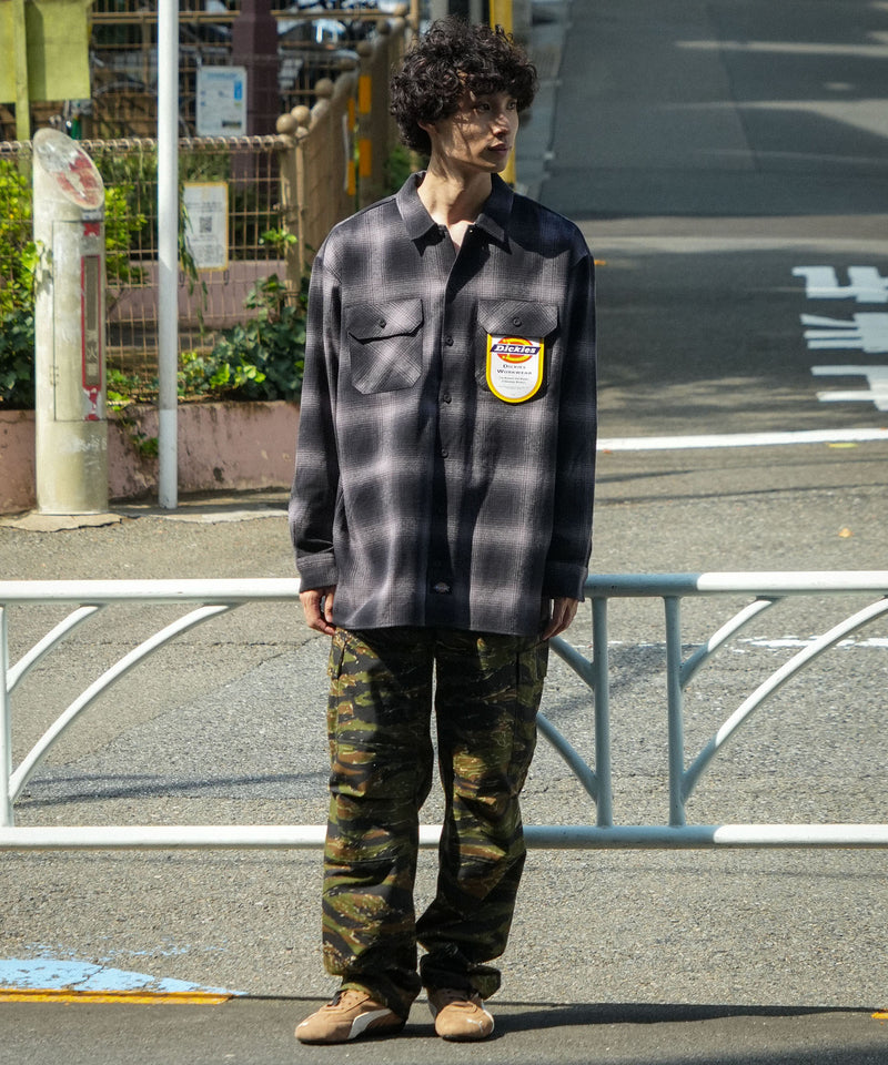 【DICKIES/ディッキーズ】ピーチ起毛 ツイルワークシャツ チェック オーバーサイズ