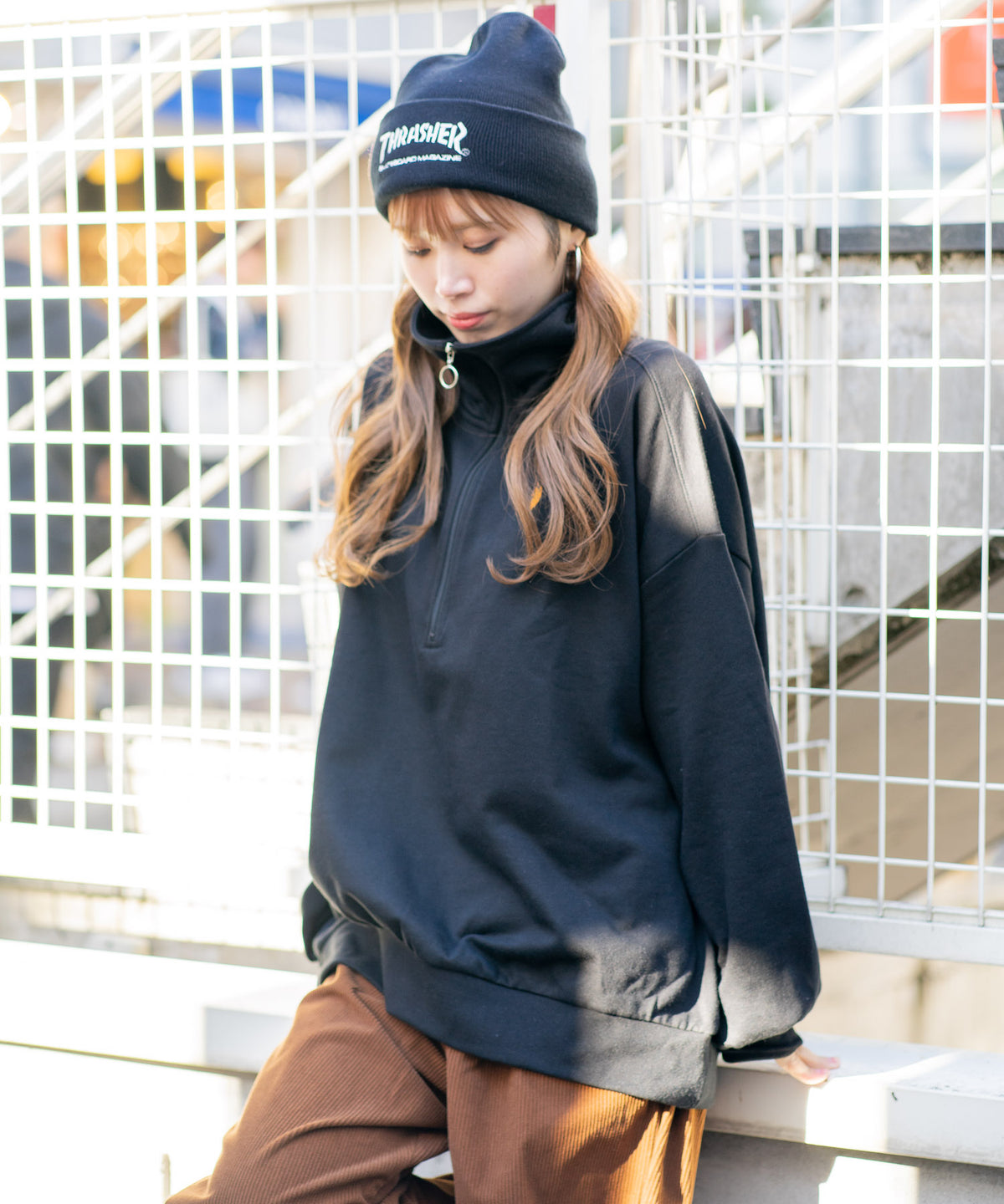 美品✳︎ポロラルフローレン大人気コットンハーフジップトップスオーバーサイズ正規品 極美品☆ポロラルフローレン ハーフジップ 大人気コットンリブ