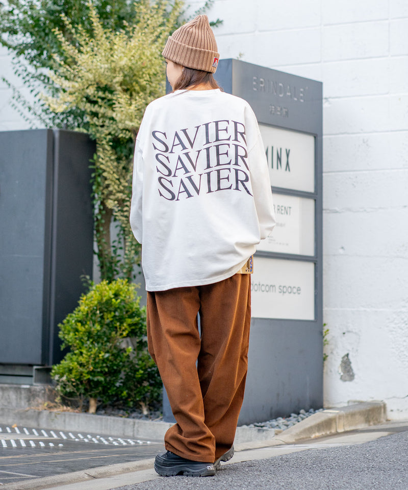 【SAVIER/サビアー】オーバーサイズ ロングTシャツ バックプリント ウェーブプリント