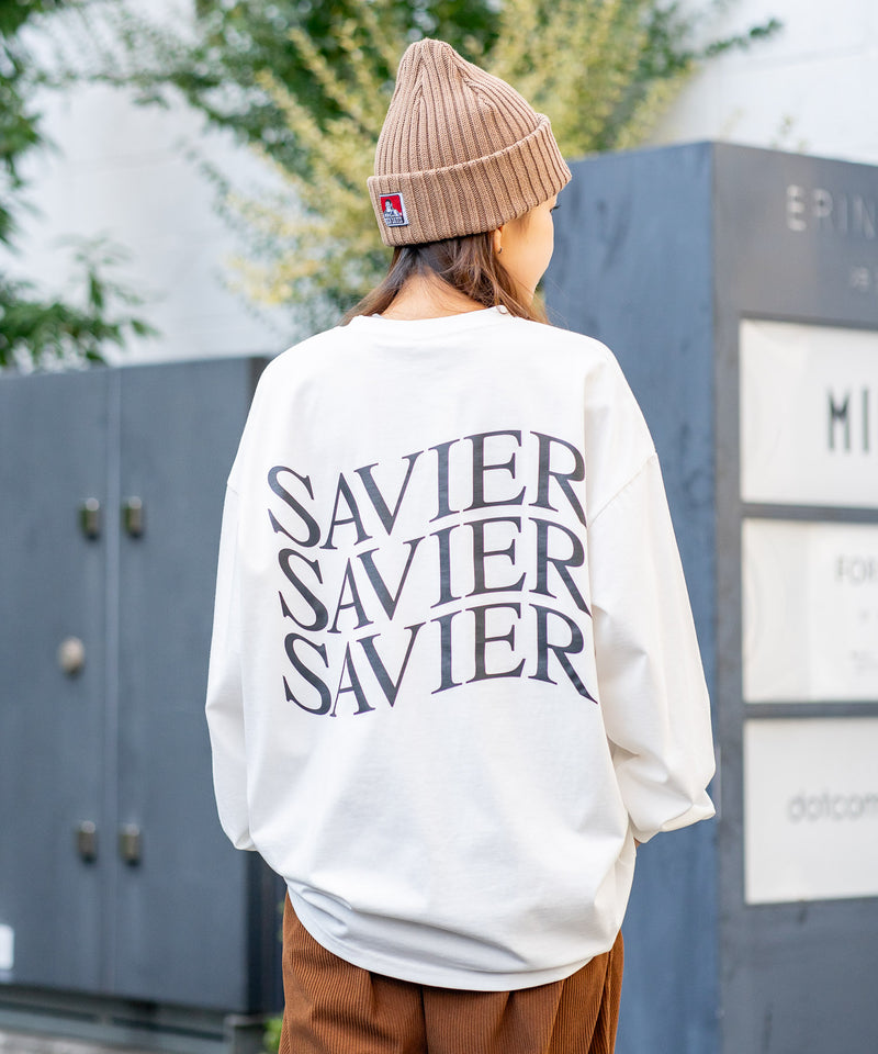 【SAVIER/サビアー】オーバーサイズ ロングTシャツ バックプリント ウェーブプリント