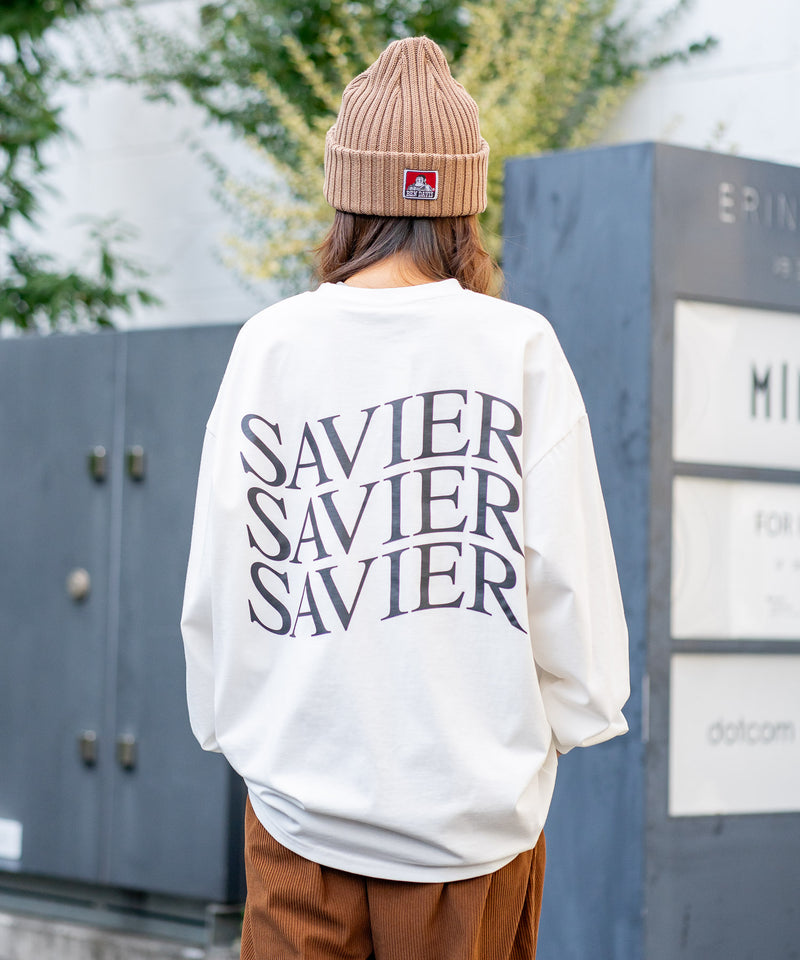 【SAVIER/サビアー】オーバーサイズ ロングTシャツ バックプリント ウェーブプリント