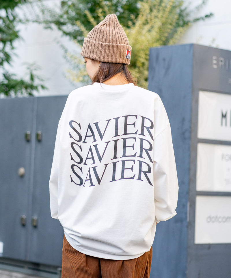 【SAVIER/サビアー】オーバーサイズ ロングTシャツ バックプリント ウェーブプリント