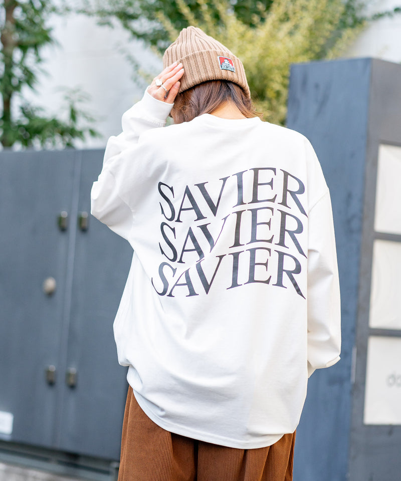 【SAVIER/サビアー】オーバーサイズ ロングTシャツ バックプリント ウェーブプリント