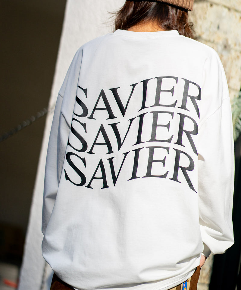 【SAVIER/サビアー】オーバーサイズ ロングTシャツ バックプリント ウェーブプリント