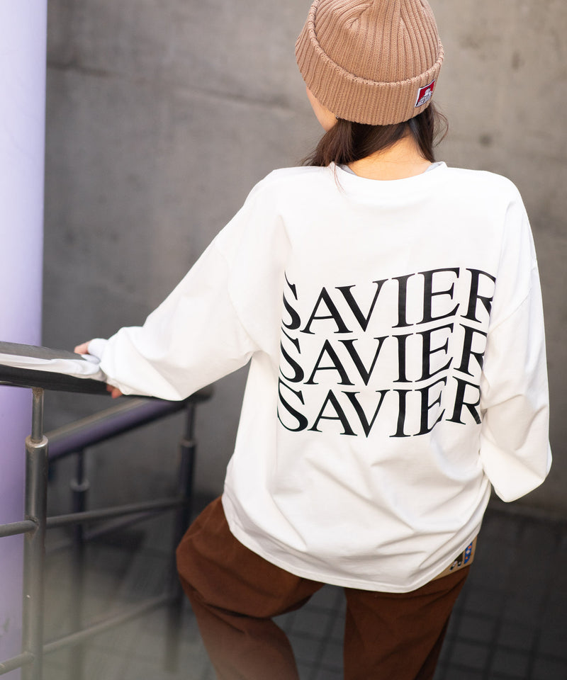 【SAVIER/サビアー】オーバーサイズ ロングTシャツ バックプリント ウェーブプリント