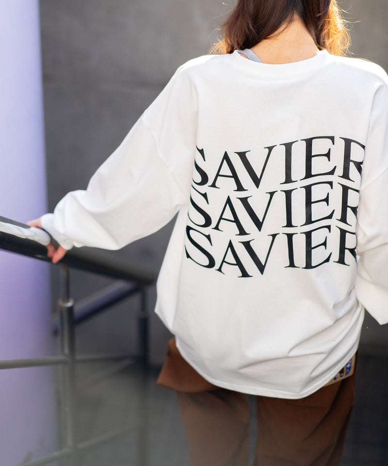 【SAVIER/サビアー】オーバーサイズ ロングTシャツ バックプリント ウェーブプリント