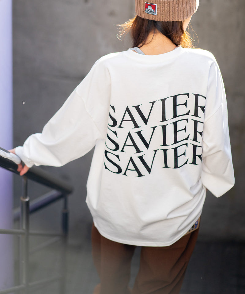 【SAVIER/サビアー】オーバーサイズ ロングTシャツ バックプリント ウェーブプリント