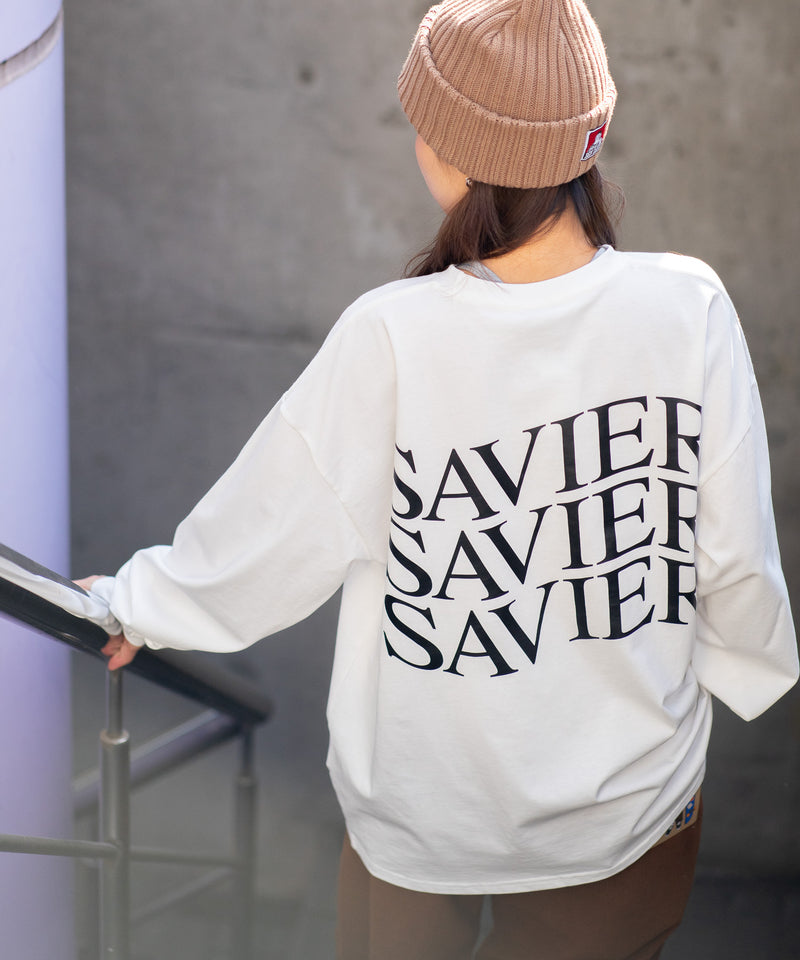 【SAVIER/サビアー】オーバーサイズ ロングTシャツ バックプリント ウェーブプリント