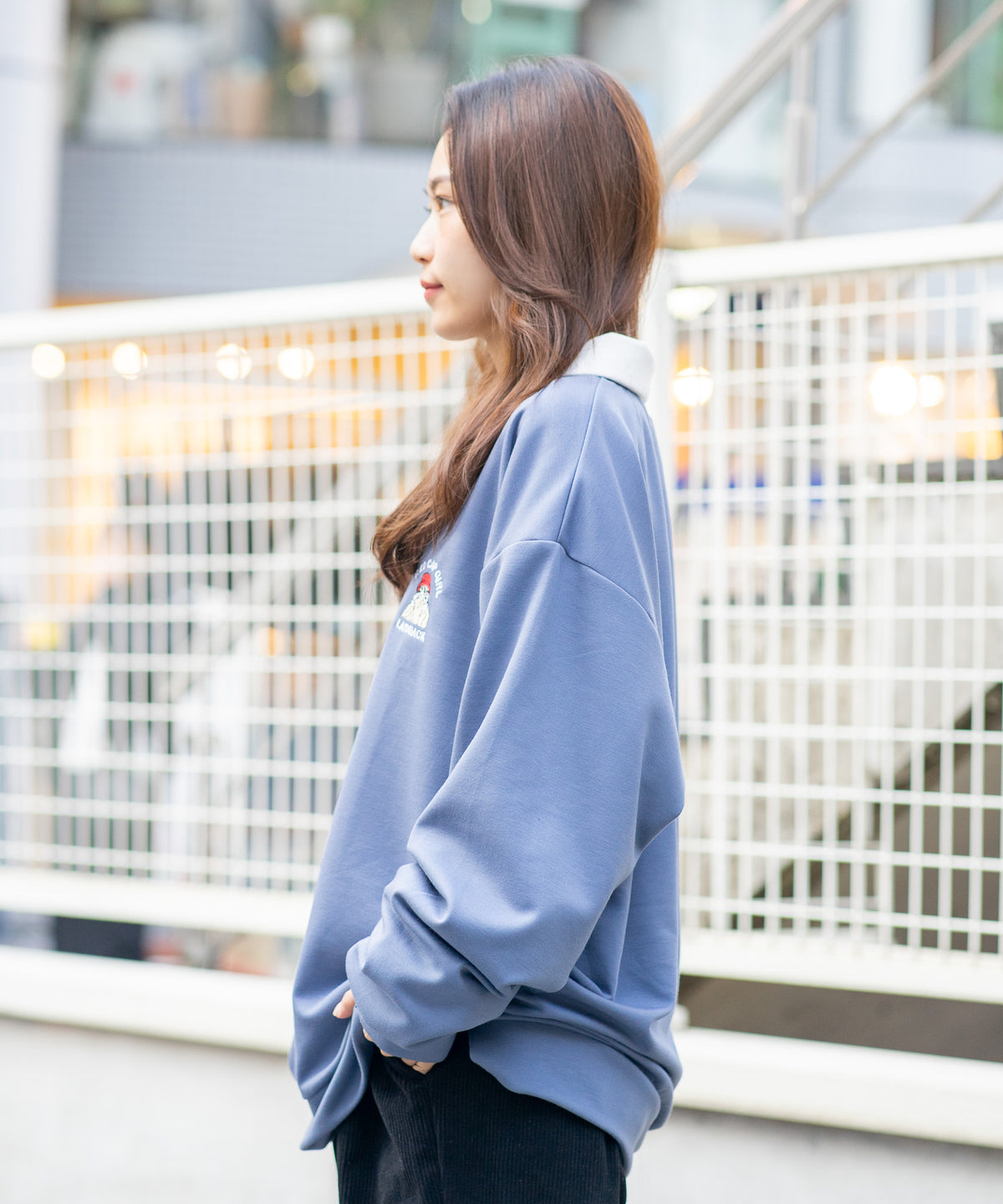 UNIIT × RED CAP GIRL】 ワンポイント 襟配色 ダンボール ハーフジップ
