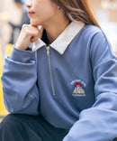 【UNIIT × RED CAP GIRL】 ワンポイント 襟配色 ダンボール ハーフジップ ポロ