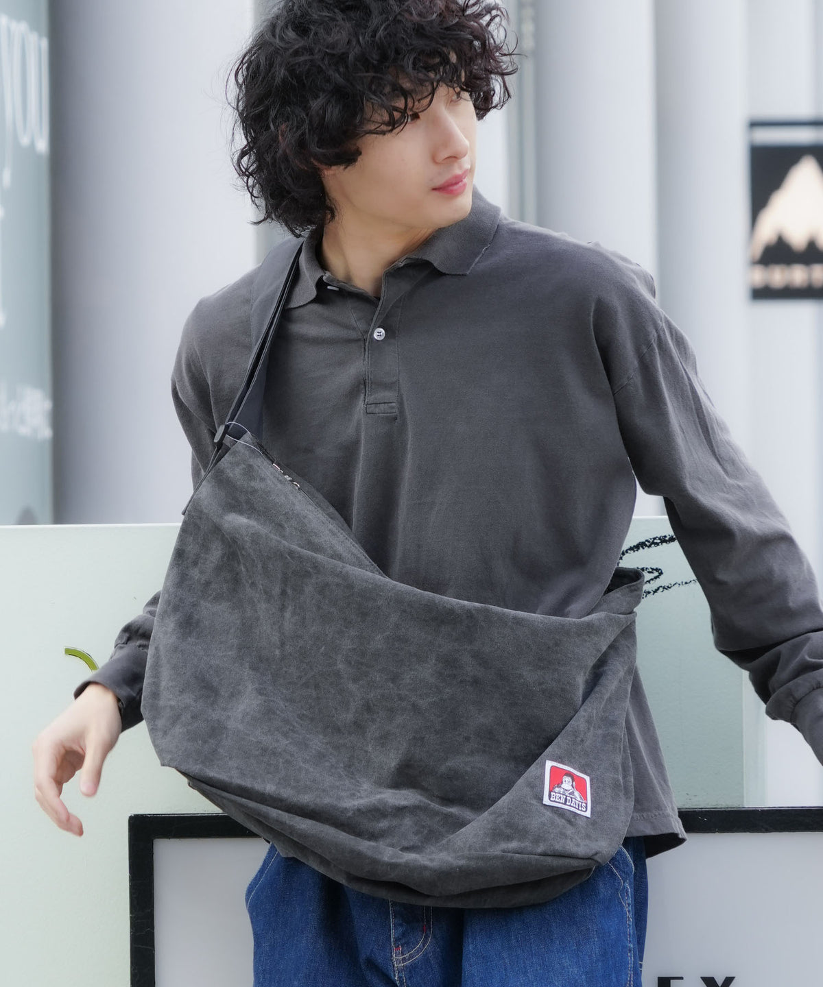 BEN DAVIS/ベンデイビス】ピグメントキャンバスショルダーバッグ