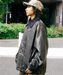 【BEN DAVIS/ベンデイビス】ヴィンテージ加工 衿ボア レザーライクジャケット 中綿 防寒 古着加工