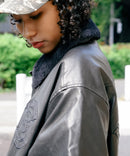 【BEN DAVIS/ベンデイビス】ヴィンテージ加工 衿ボア レザーライクジャケット 中綿 防寒 古着加工