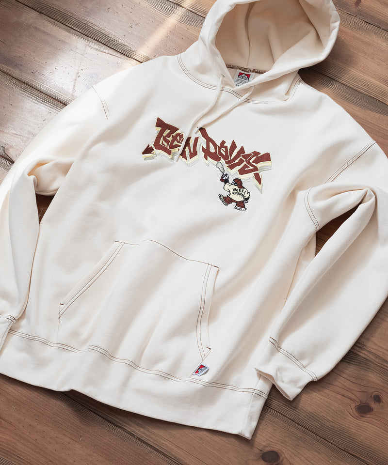 【BEN DAVIS/ベンデイビス】SPRAY ART STITCH HOODIE/オーバーサイズ 裏起毛 ストリート ロゴ ワンポイント刺繍 スウェット パーカー フーディー/レディース メンズ zo