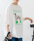 【C-FORT POINT/フォートポイント】ゆったり抜け感 DOGプリント スーパーBIGシルエットＴ ダルメシアンフォト 蛍光ロゴ オーバーサイズ ストリート 韓国ファッション オフホワイト FREE ❘ジーンズメイト公式オンラインショップ