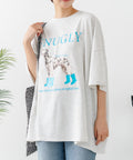 【C-FORT POINT/フォートポイント】ゆったり抜け感 DOGプリント スーパーBIGシルエットＴ ダルメシアンフォト 蛍光ロゴ オーバーサイズ ストリート 韓国ファッション ライトグレー FREE ❘ジーンズメイト公式オンラインショップ