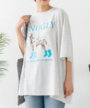【C-FORT POINT/フォートポイント】ゆったり抜け感 DOGプリント スーパーBIGシルエットＴ ダルメシアンフォト 蛍光ロゴ オーバーサイズ ストリート 韓国ファッション ライトグレー FREE ❘ジーンズメイト公式オンラインショップ