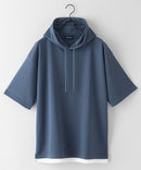 ポンチ フェイク レイヤード 7分袖 Tパーカー カットソー 接触冷感 吸水速乾 BLUE STANDARD ブルースタンダード