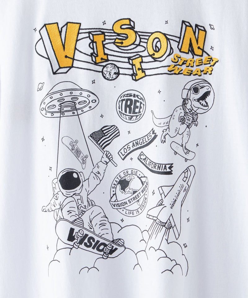 VISION バックプリント ＆ 刺繍 マルチ イラスト ロング Tシャツ ロンT 恐竜 VISION ヴィジョン