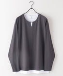 ZERO STAIN フェイク レイヤード ビッグ シルエット ロンT 汗染みの目立たない Tシャツ 撥水 防汚 UVカット 紫外線対策 ❘ジーンズメイト公式オンラインショップ