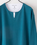 ZERO STAIN フェイク レイヤード ビッグ シルエット ロンT 汗染みの目立たない Tシャツ 撥水 防汚 UVカット 紫外線対策 グリーン ❘ジーンズメイト公式オンラインショップ