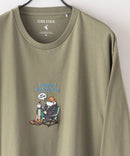 ZERO STAIN 刺繍 ロンT 汗染みの目立たない Tシャツ 撥水 防汚 UVカット 紫外線対策 犬 猫 おじさん オリーブA柄 ❘ジーンズメイト公式オンラインショップ