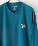 ZERO STAIN 刺繍 ロンT 汗染みの目立たない Tシャツ 撥水 防汚 UVカット 紫外線対策 犬 猫 おじさん グリーンC柄 ❘ジーンズメイト公式オンラインショップ