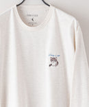 ZERO STAIN 刺繍 ロンT 汗染みの目立たない Tシャツ 撥水 防汚 UVカット 紫外線対策 犬 猫 おじさん オフホワイトB柄 ❘ジーンズメイト公式オンラインショップ
