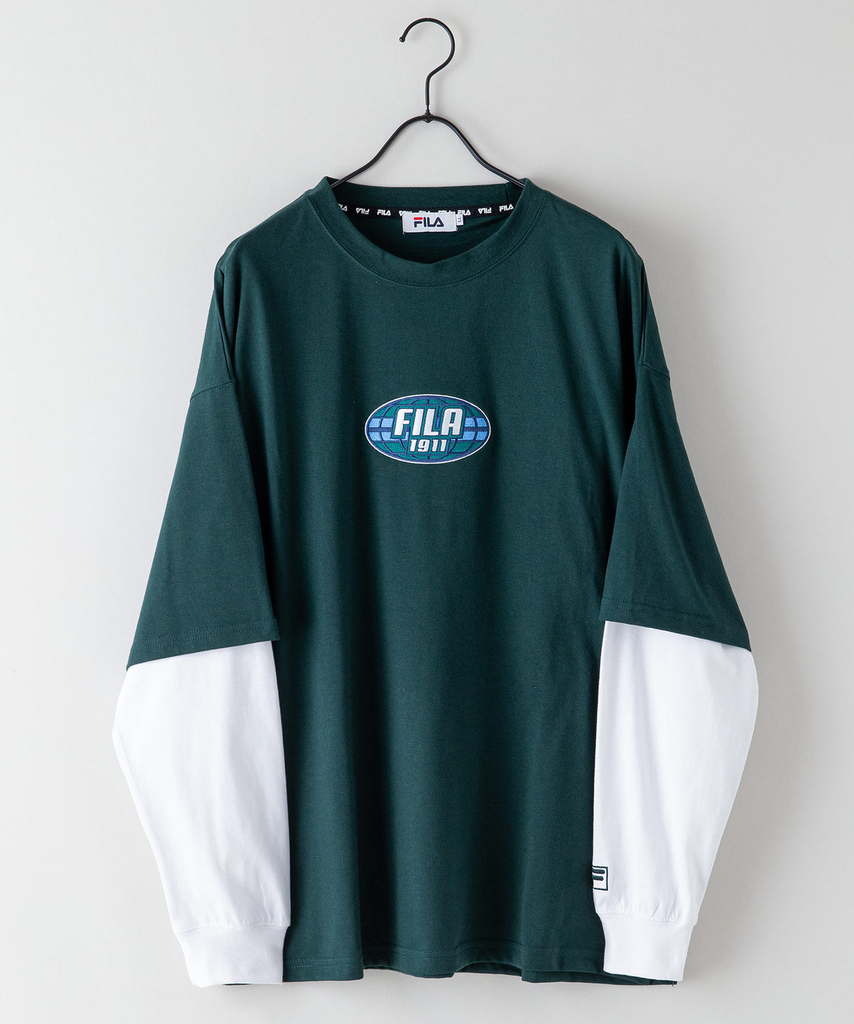 FILA フェイク レイヤード 胸ワンポイント ロンT