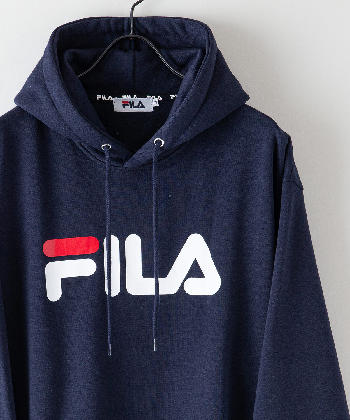 FILA デカ ロゴ プリント 裏起毛 フーディー プルパーカー