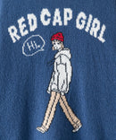 【UNIIT × RED CAP GIRL】 バック イラスト ジャガード ニット Vネック カーディガン