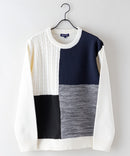 マシン ウォッシャブル アンチ ピリング 軽量 切り替え デザイン セーター イージーケア BLUE STANDARD ブルースタンダード