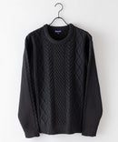 マシン ウォッシャブル  アンチ ピリング 軽量 アラン柄 クルーセーター イージーケア BLUE STANDARD ブルースタンダード