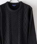 マシン ウォッシャブル  アンチ ピリング 軽量 アラン柄 クルーセーター イージーケア BLUE STANDARD ブルースタンダード