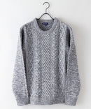 マシン ウォッシャブル  アンチ ピリング 軽量 アラン柄 クルーセーター イージーケア BLUE STANDARD ブルースタンダード