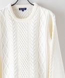 マシン ウォッシャブル  アンチ ピリング 軽量 アラン柄 クルーセーター イージーケア BLUE STANDARD ブルースタンダード