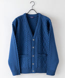 マシン ウォッシャブル アンチ ピリング  軽量 アラン柄 Vネック カーディガン イージーケア  BLUE STANDARD ブルースタンダード