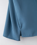 【UNIIT × RED CAP GIRL】 ナチュラルストレッチ バルーンスリーブ ルーズシルエット バック刺繍シャツ